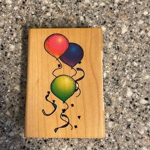 Comotion Rubber Stamp Party Balloons wood mounted